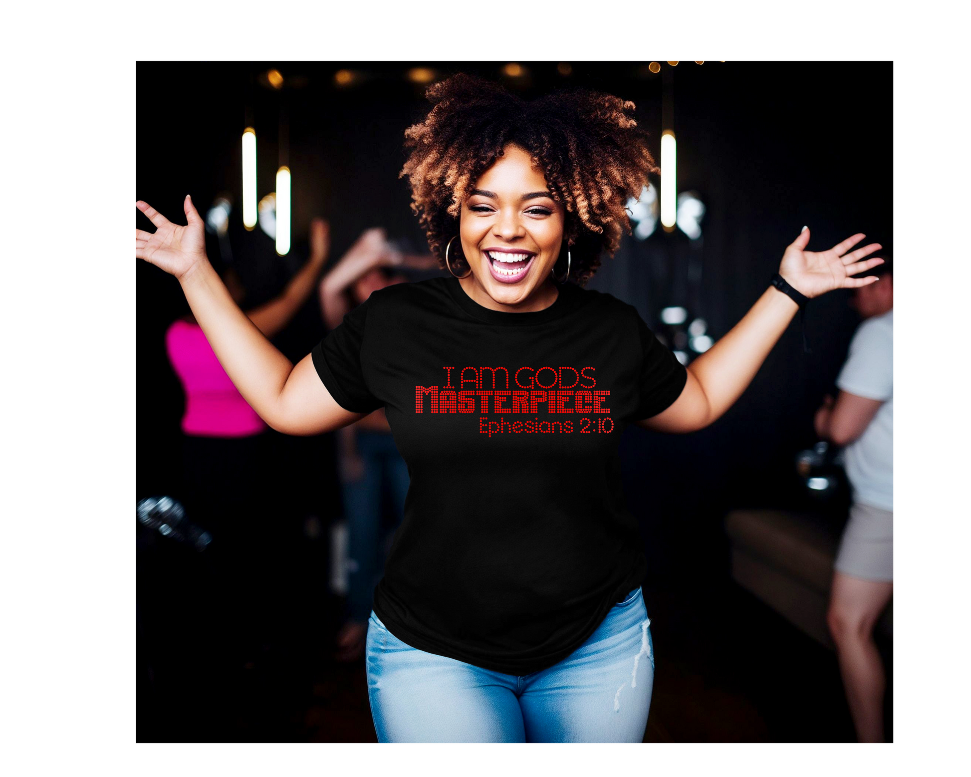 Custom Rhinestone T Shirt " I Am God's Masterpiece "