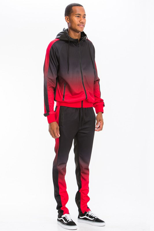 Black Red Full Zip Ombre Track Suit
