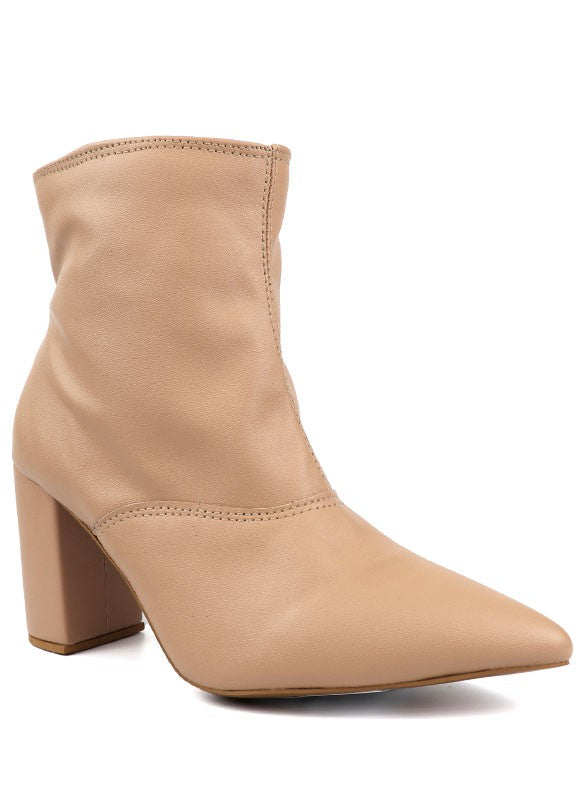 Pointed Toe Bootie with a Block Heel