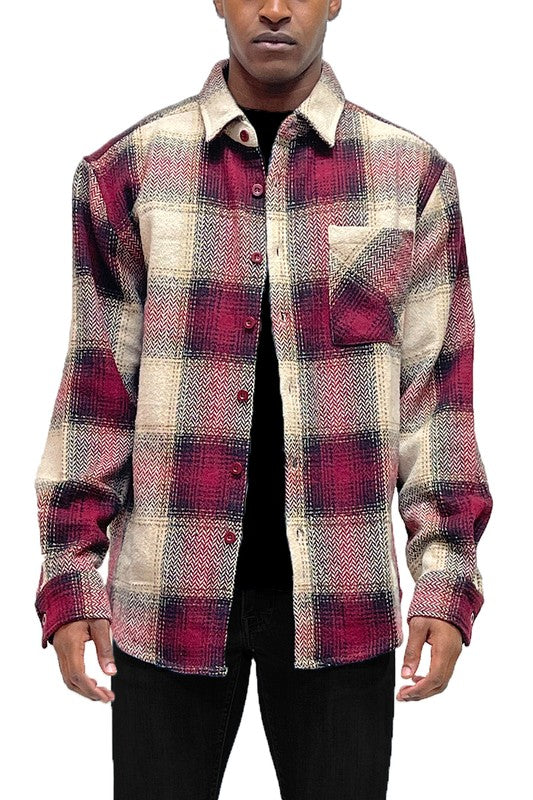Flannel Shirt Jacket Checkered Plaid Shacket