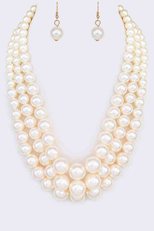 Pearl Layer Statement Necklace Set