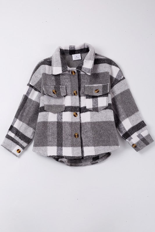 Grey plaid button down mommy &me shirt