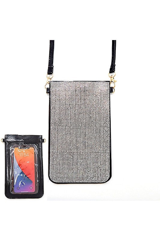 Iphone Rhinestone Touch Pouch Bag Black Clear