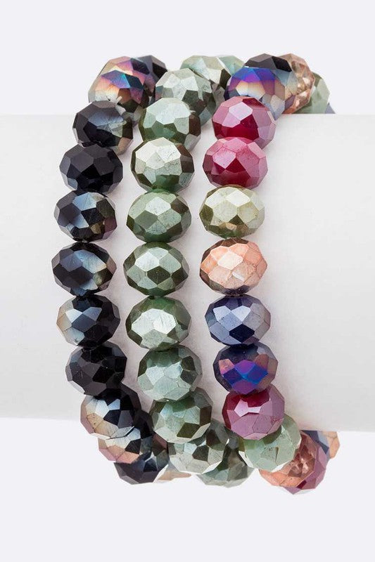 Mix Color Crystal Stretch Bracelet Set