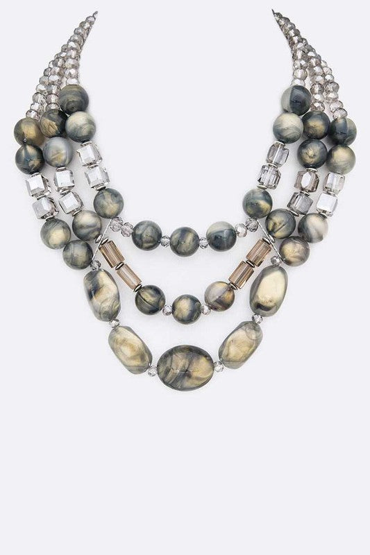 Mix Stone Statement Layer Necklace