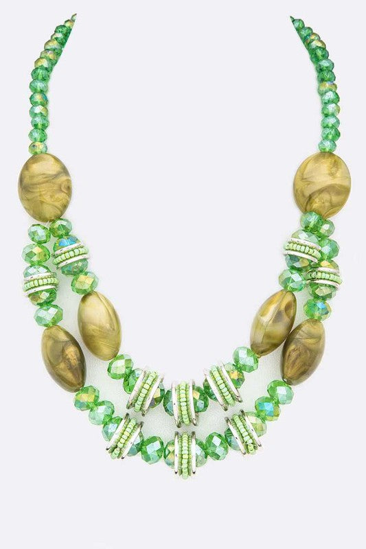 Mix Crystal Beads Statement Necklace