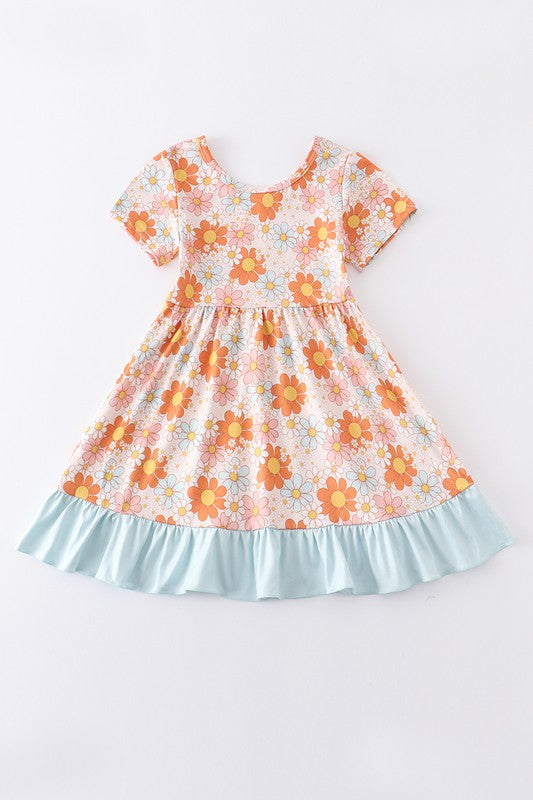 Floral print ruffle girl dress