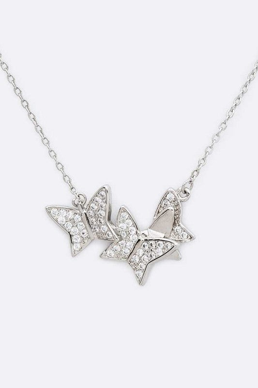 Cubic Zirconia Butterfly Pendant Necklace