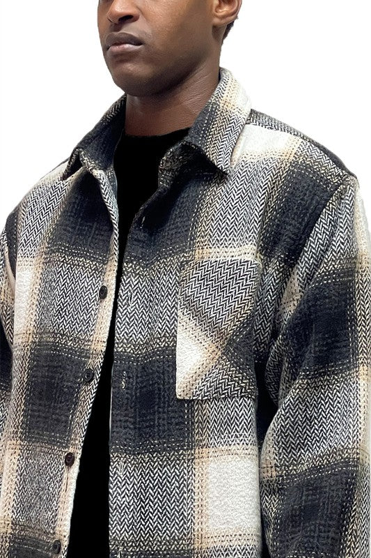 Flannel Shirt Jacket Checkered Plaid Shacket