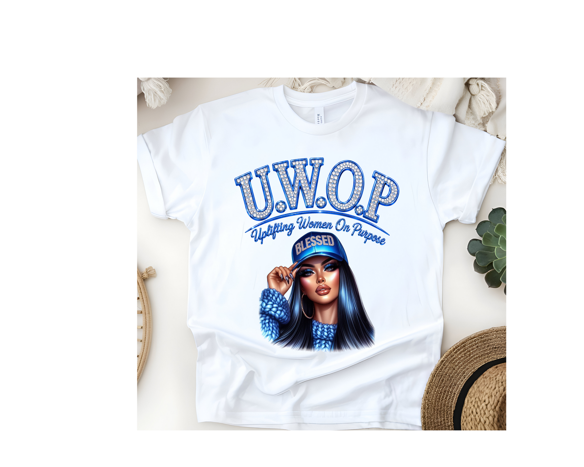 Customized U.W.O.P. Uplifting Women On Purpose T-Shirt - Blue Collection