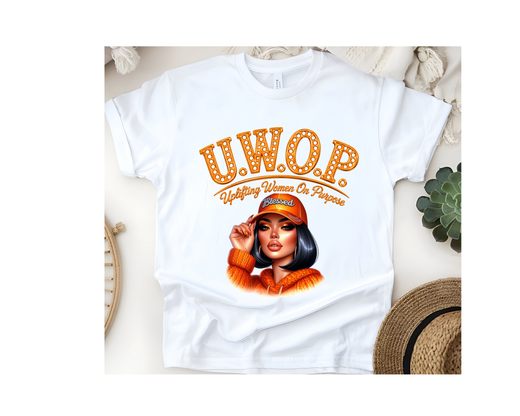 Customized U.W.O.P. Uplifting Women On Purpose T-Shirt - Orange Collection