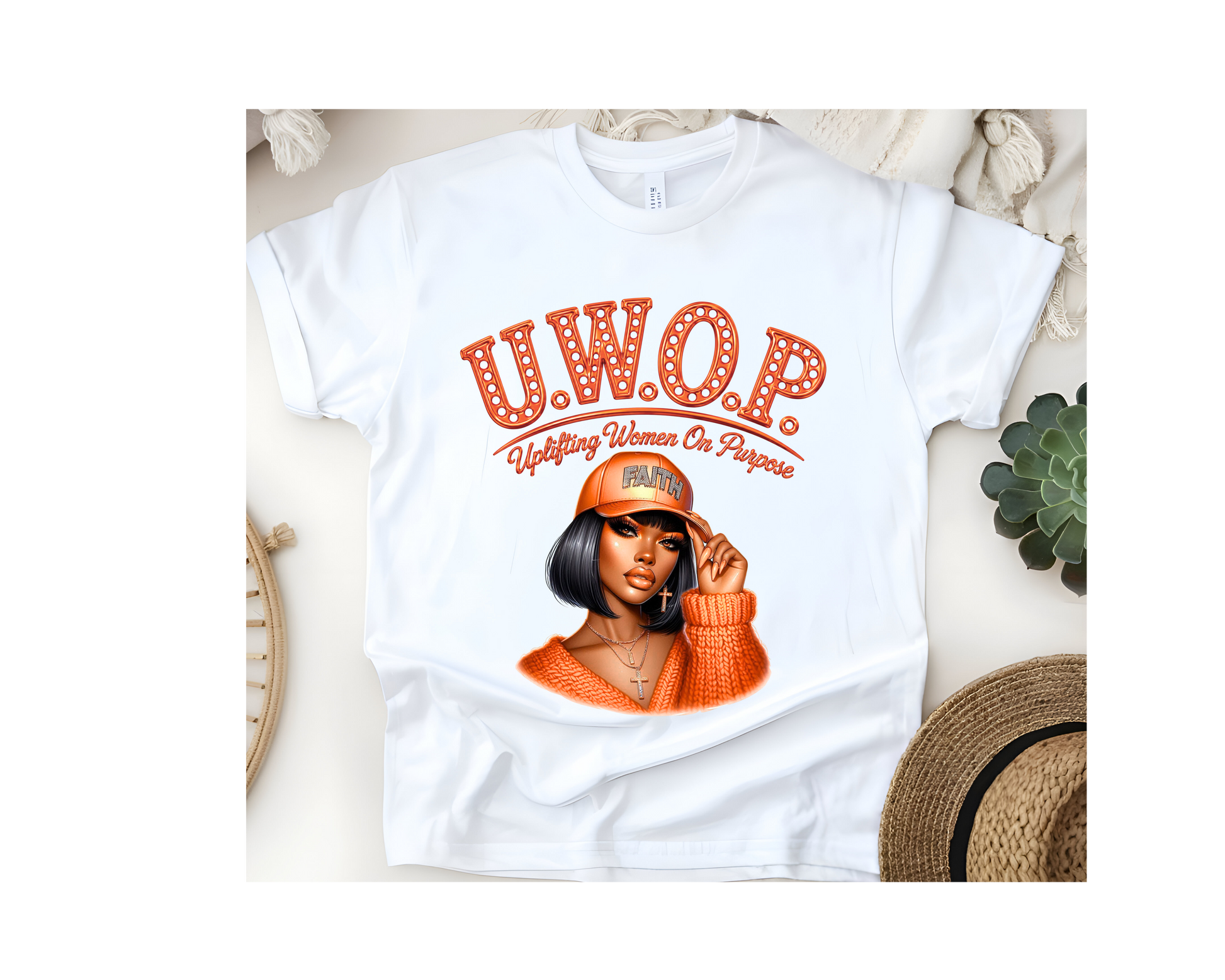 Customized U.W.O.P. Uplifting Women On Purpose T-Shirt - Orange Collection