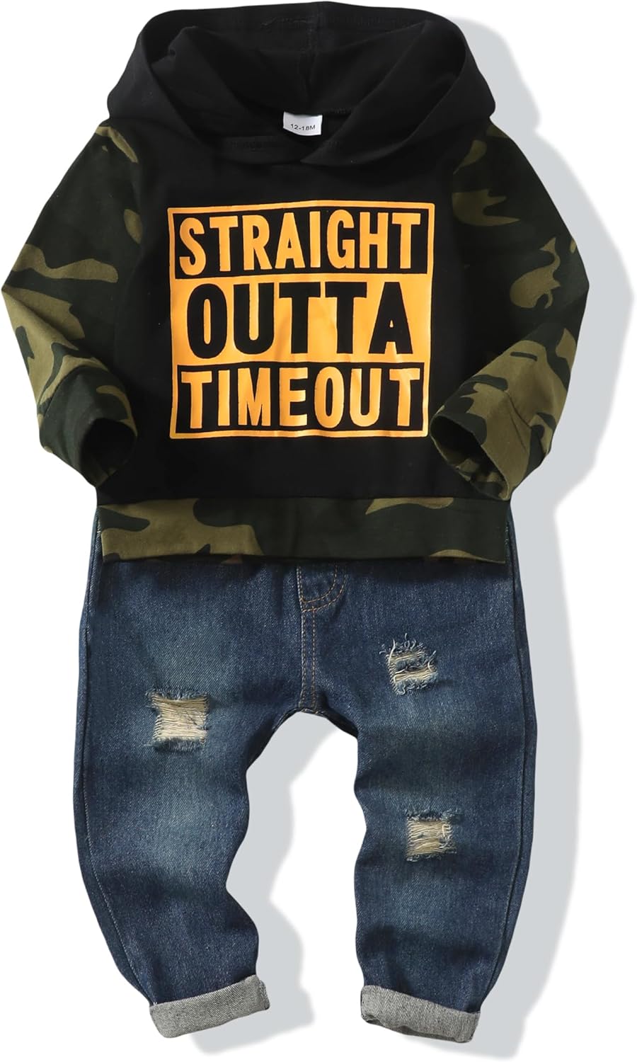 Renotemy Toddler Infant Baby Boy Clothes Winter Fall Outfits Hoodie Sweatshirt Ripped Jeans Toddler Clothes for Boys