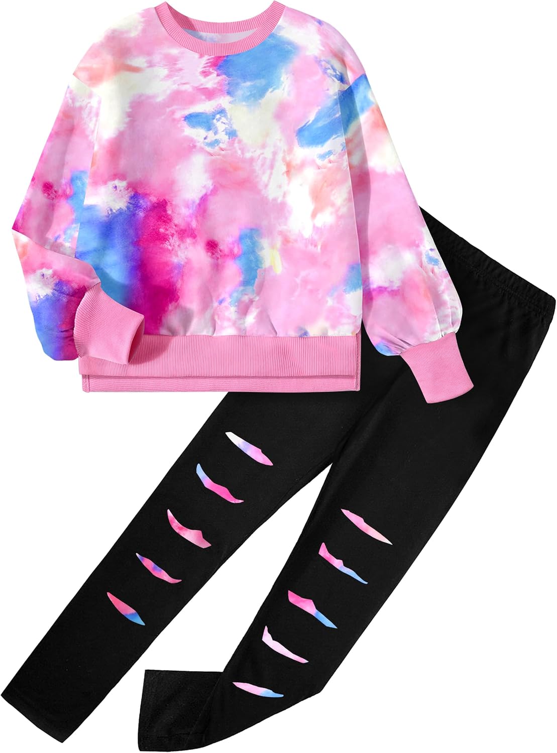 Girls Clothes, Girls Outfits Tie Dye Sweatshirt Tops and Leggings Sweatpants 2 Piece Fall Winter Clothes Set 7-14T