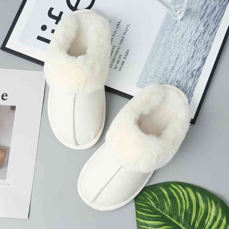 Faux Suede Center Seam Slippers