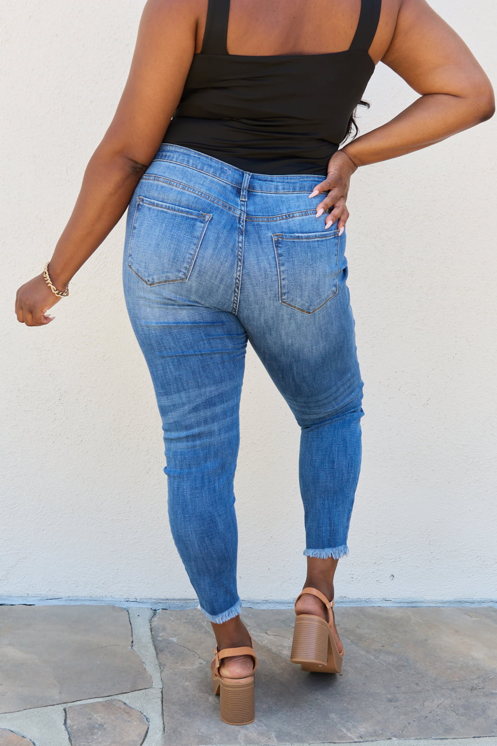 Kancan Lindsay Full Size Raw Hem High Rise Skinny Jeans